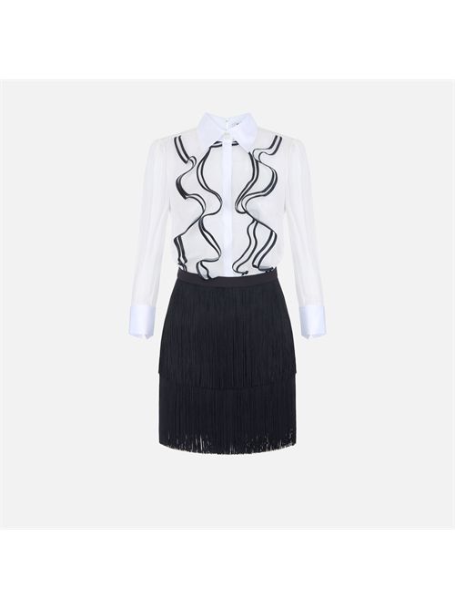 Abito in georgette con ruches e frange ELISABETTA FRANCHI | AB02267E2/309